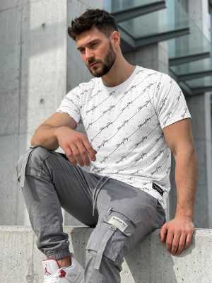 T-shirt męski slim fit biały OZONEE O/QQ1323