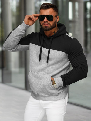 Bluza z kapturem męska szara OZONEE JS/8B1307/2