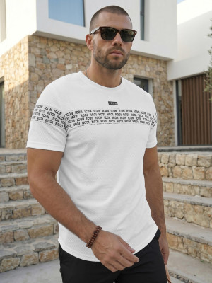 T-shirt męski slim-fit biały OZONEE O/B1216