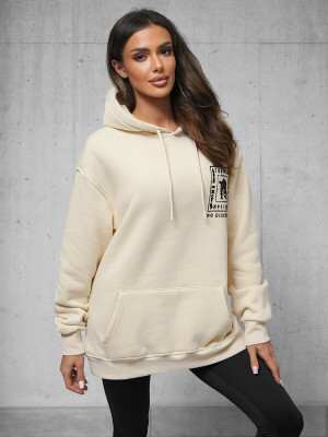 Bluza z kapturem oversize beżowa OZONEE O/SWE23017Z