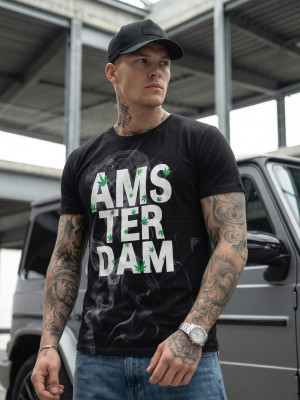 T-shirt męski z nadrukiem czarny OZONEE O/T128/3Z
