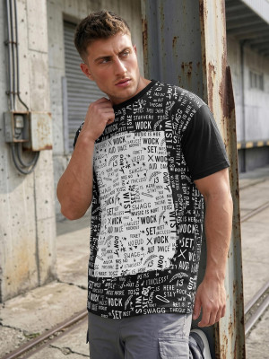T-shirt męski z nadrukiem czarny OZONEE O/T122/3Z