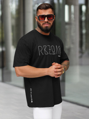 T-shirt męski loose fit czarny OZONEE O/QQ1185