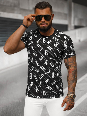 T-shirt męski czarny OZONEE JS/8T1196/3