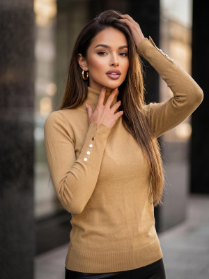 Sweter damski camelowy OZONEE JS/8002/2