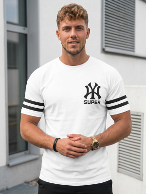 T-shirt męski loose fit biały OZONEE JS/8B1372/1