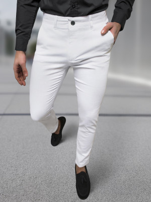 Spodnie męskie chino materiałowe białe OZONEE DJ/5526