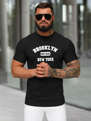 T-shirt męski slim fit czarny OZONEE NB/MT3134
