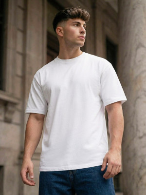 T-shirt męski loose fit biały OZONEE JS/67T1298/1Z