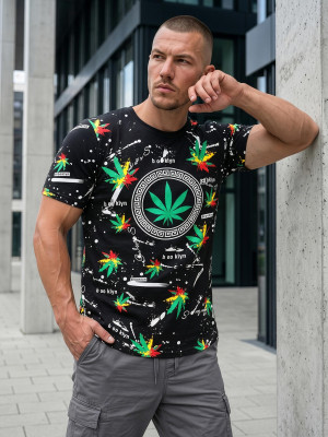 T-shirt męski z nadrukiem czarny OZONEE O/T131/3Z