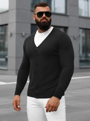Sweter męski rozpinany czarny OZONEE NB/MM6006/4Z
