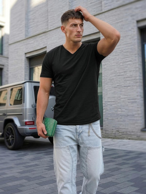 T-shirt męski slim fit czarny OZONEE NB/MT3099