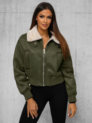 Kurtka damska z futerkiem khaki OZONEE O/81326Z