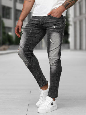 Spodnie jeansowe męskie slim fit czarne OZONEE NB/MP0045NZ