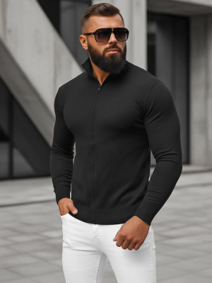 Sweter męski rozpinany czarny OZONEE NB/MM6004/4Z