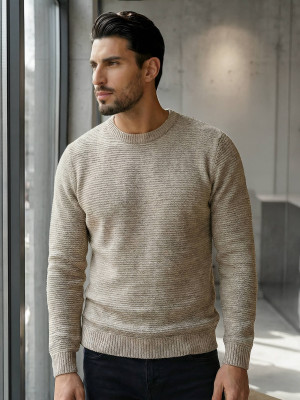 Sweter męski golf beżowy OZONEE JS/59B3600/155