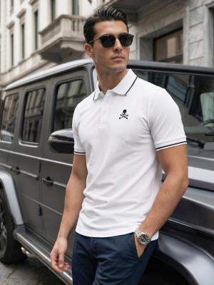 Koszulka męska polo biała OZONEE NB/MT3196/1