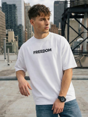 T-shirt męski oversize biały OZONEE JS/65T3987/1