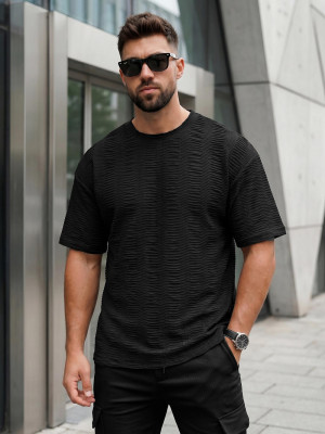T-shirt męski oversize czarny OZONEE O/B1149