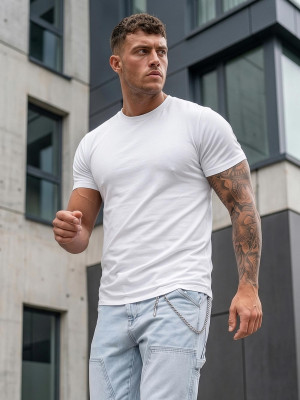 T-shirt męski slim fit biały OZONEE NB/MT3001Z