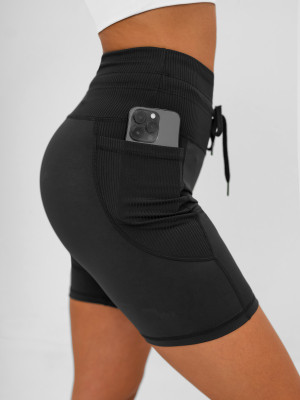 Legginsy krótkie damskie kolarki czarne OZONEE JS/XY24026S