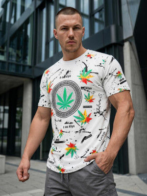 T-shirt męski z nadrukiem biały OZONEE O/T131/1Z