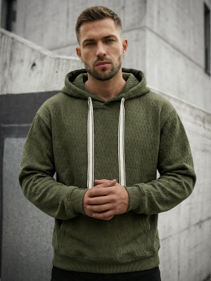 Bluza z kapturem męska khaki OZONEE O/G3065