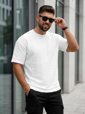 T-shirt męski oversize biały OZONEE O/B1149
