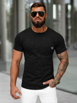 T-shirt męski slim fit czarny OZONEE O/QQ1387