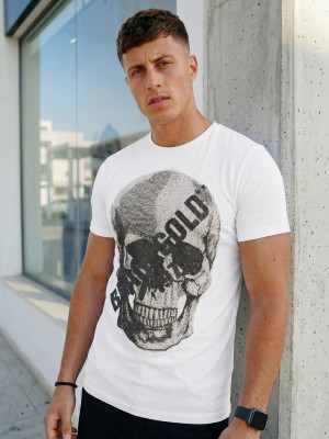 T-shirt męski slim fit biały OZONEE NB/MT3038Z