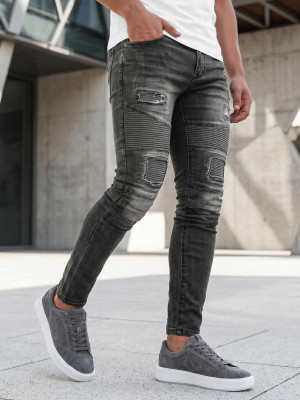 Spodnie jeansowe męskie slim fit czarne OZONEE NB/MP0142NZ