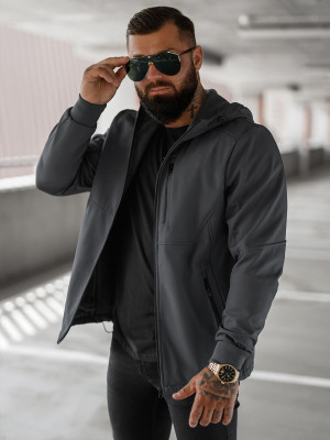 Kurtka softshell męska z kapturem grafitowa OZONEE JS/27B6529/5Z
