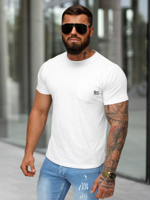 T-shirt męski slim fit biały OZONEE O/QQ1387