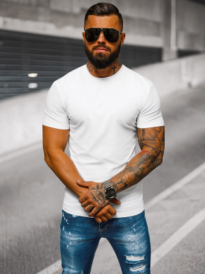 T-shirt męski slim fit biały OZONEE NB/MT3001