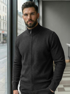 Sweter męski rozpinany grafitowy OZONEE JS/59B3605/5