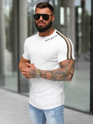 T-shirt męski slim fit biały OZONEE O/QS11621