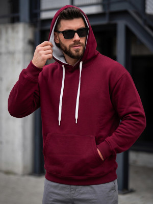 Bluza męska z kapturem bordowa OZONEE JS/65B3913/21