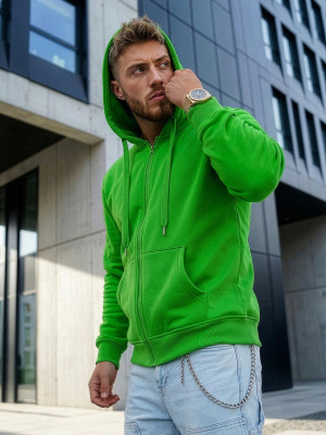 Bluza męska z kapturem rozpinana zielona OZONEE JS/2008Z