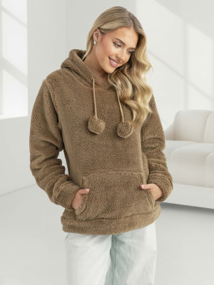 Bluza damska z kapturem camelowa OZONEE JS/HH192/157