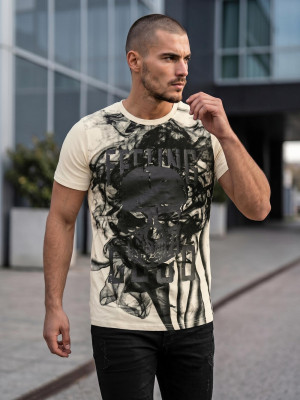 T-shirt męski beżowy OZONEE O/T126/155Z