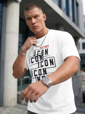 T-shirt męski loose fit biały OZONEE JS/8B1366/1