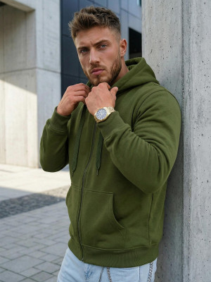 Bluza męska z kapturem rozpinana khaki OZONEE JS/2008Z