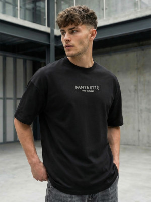 T-shirt męski oversize czarny OZONEE JS/65T3978/3