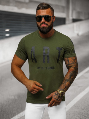 T-shirt męski z nadrukiem zielony OZONEE O/8T1263/29
