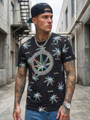 T-shirt męski z nadrukiem czarny OZONEE O/T136/3Z