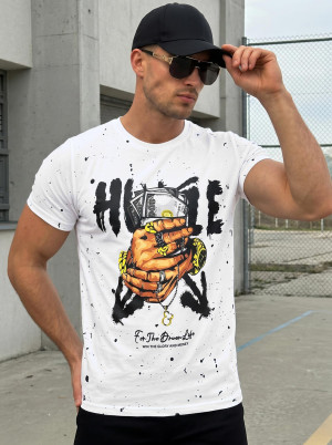 T-shirt męski slim fit biały OZONEE JS/8B1389/1