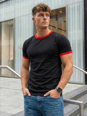 T-shirt męski czarny OZONEE JS/8T83/3