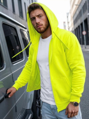 Bluza męska z kapturem rozpinana żółta-neonowa OZONEE JS/2008Z