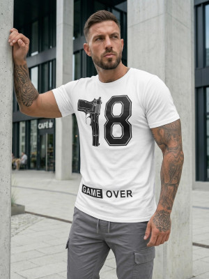 T-shirt męski z nadrukiem biały OZONEE O/T123/1Z