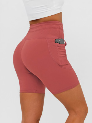 Legginsy krótkie damskie kolarki burgundowe OZONEE JS/XY24026S